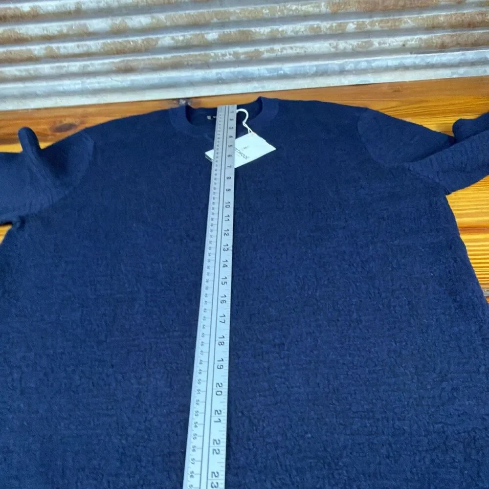 Smartwool Brookline Crew Sweater Men's Large Deep Navy Blue Heather Textured NEW